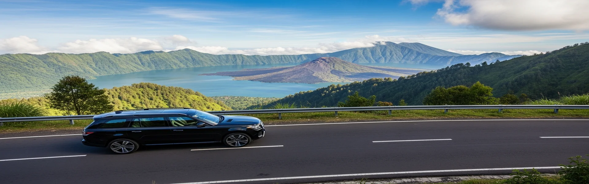 Luxury SUV on Bali mountain road - luxury car tour Bali