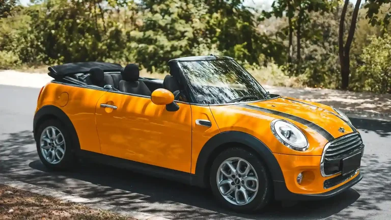 Orange MINI Cooper convertible rental in Bali